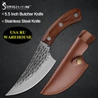 Кованый нож для мясника Sowoll 5,5 дюйма из нержавеющей стали, инструмент для охоты и кемпинга, кожаный чехол, нож шеф-повара ручной работы, в сербском стиле