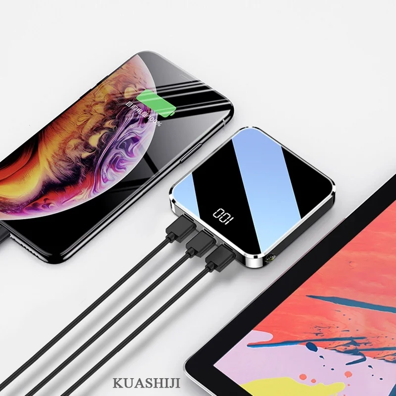 Внешний аккумулятор QI Беспроводное зарядное устройство 30000 мАч Мини 3 USB цифровой