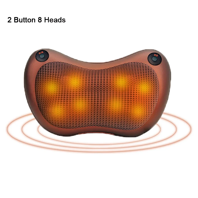 2 Button 8 Heads Расслабляющая массажная подушка вибратор электрическая плечевая задняя нагревательная инфракрасная Подушка терапевтическая для массажа шеи домашний автомобильный Массажер для сиденья - Цвет: 2 Button 8 Heads