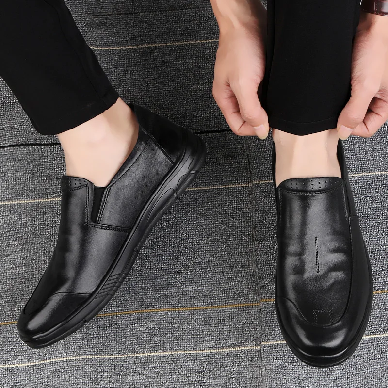 

Genuine leather Loafers For Men Shoes 2020 Spring Comfortable Slip-On Moccasins office Business Dress formal Male shoes