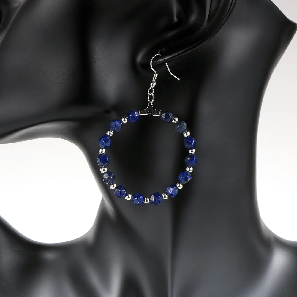 Женские Висячие серьги с натуральным камнем фиолетового Тигрового Глаза лазурит