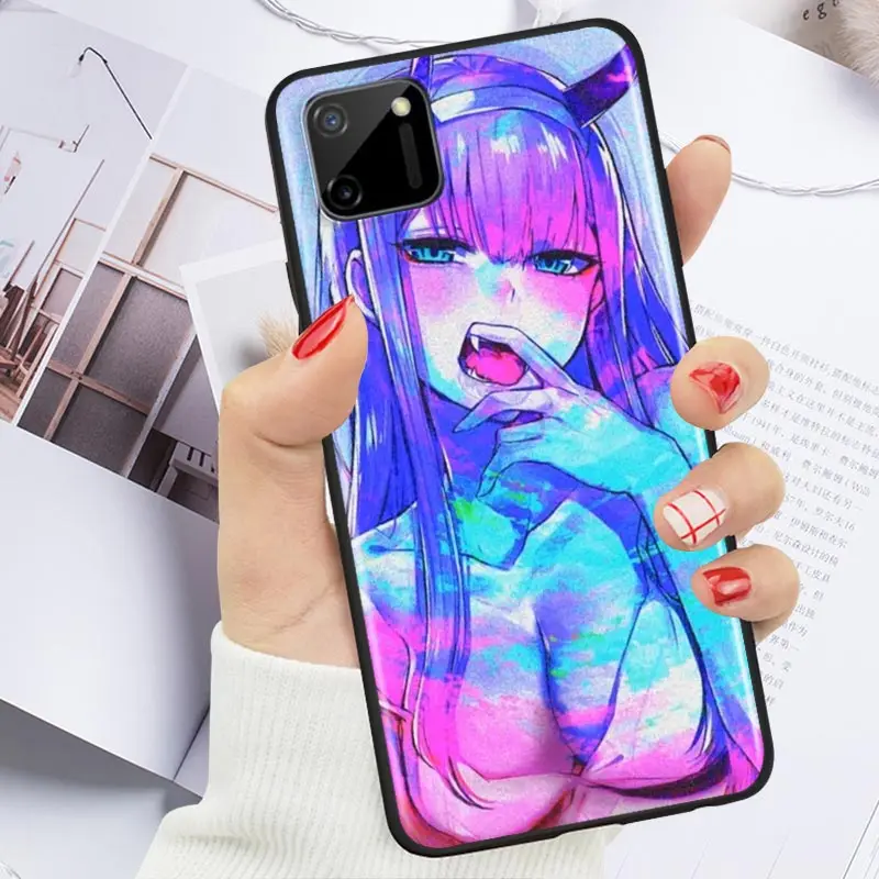 

Zero Two Fanart Cute For OPPO Realme Narzo 20 C2/3/11/12/15/17 X2 X3 X7 XT X50 Q2 Q2i V3 V5 V15 Pro Black TPU Phone Case