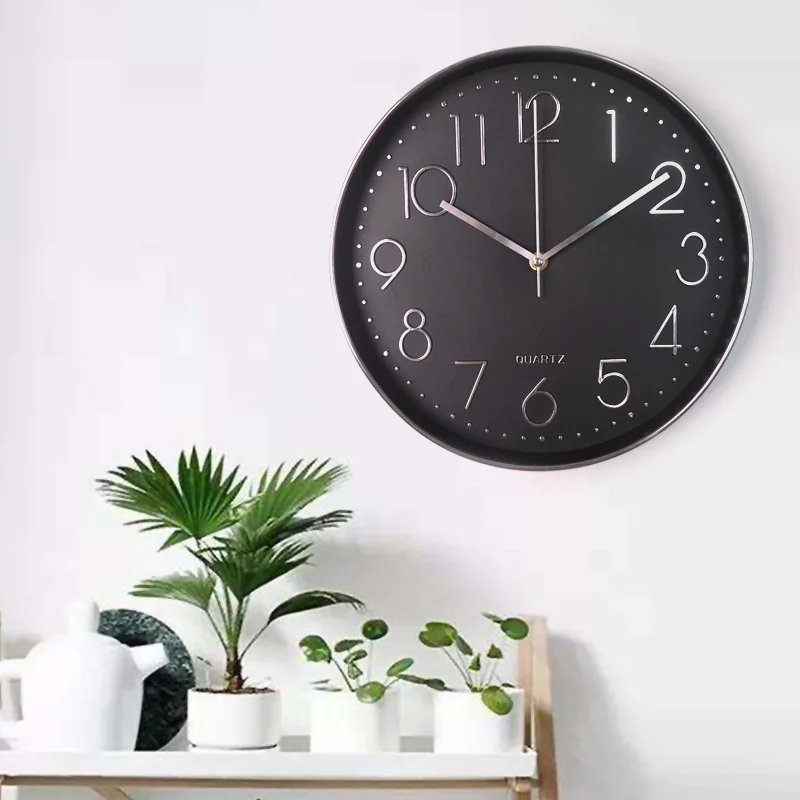 Plastic round 30cm Nordic simple silent quartz wall clock quiet sweep non tick home art decoration modern design | Дом и сад