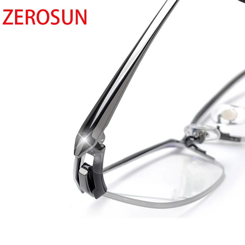 Zerosun, титановая оправа для очков, мужские, 18 г, Брендовые очки, мужские, широкие, негабаритные, очки для близорукости/диоптрий, оптические линзы, полуоправы