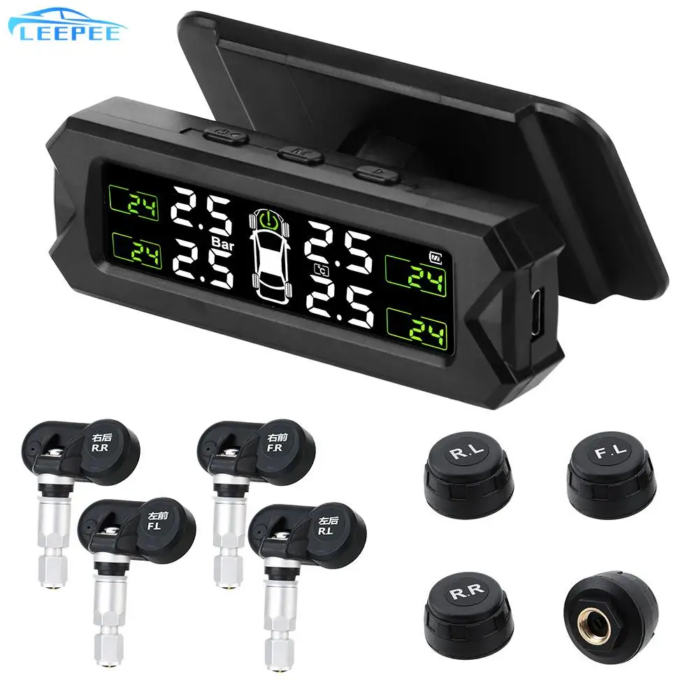 

Auto Security Alarm Temperature Warning Tire Pressure Monitoring System Solar Power Save Fuel Car TPMS Tyre Pressure Sensor