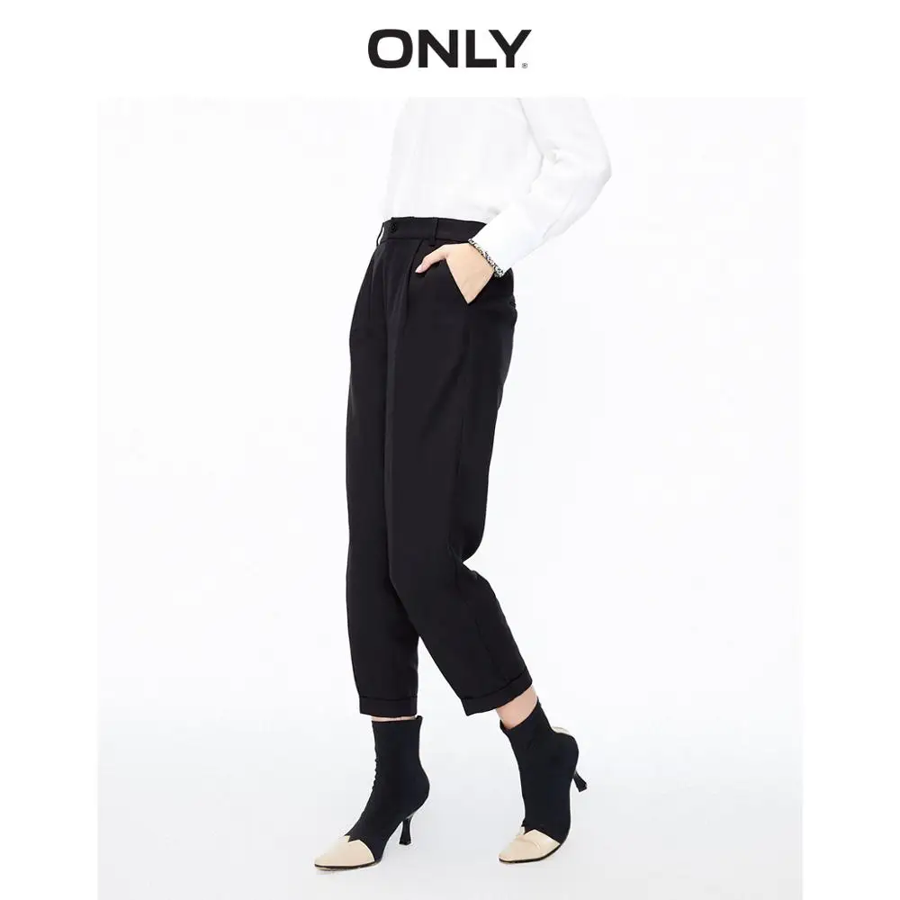 Женские свободные эластичные укороченные брюки с высокой посадкой|Брюки| |