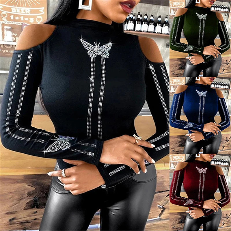 Женская футболка с открытыми плечами и бабочкой в готическом стиле | одежда