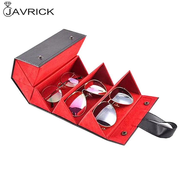 

5 Slots Foldable Leather Eyewear Holder Display Sunglasses Eyeglasses Travel Organizer Case Multiple Hanging Container
