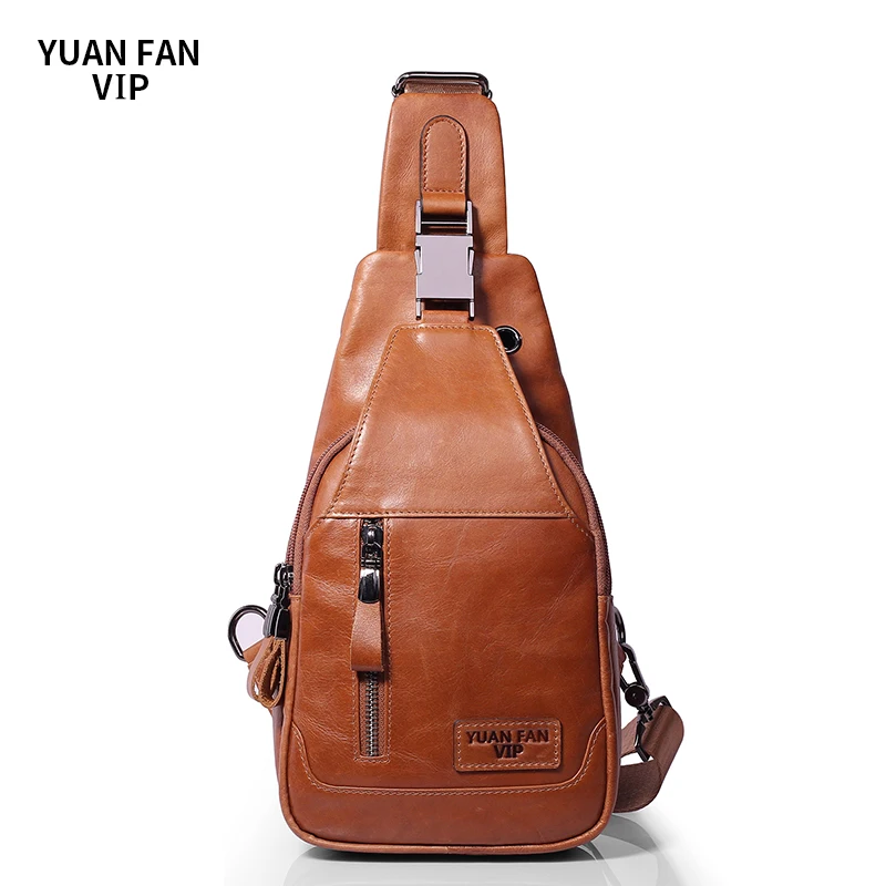Высококачественные нагрудные сумки из натуральной кожи для мужчин через плечо