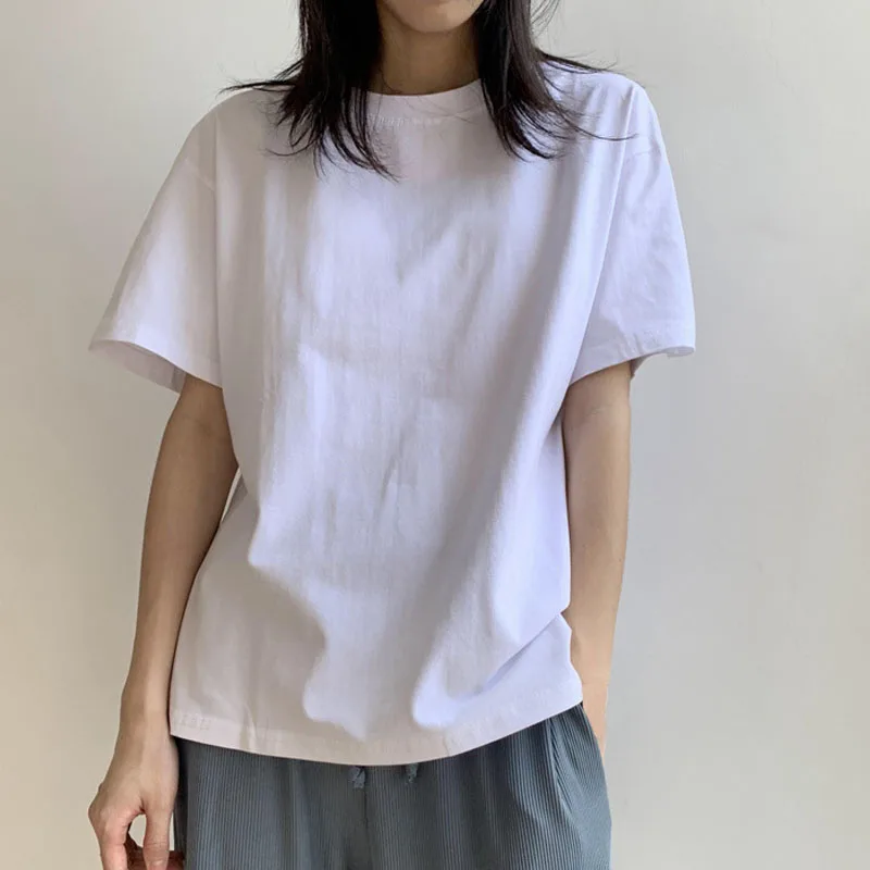 

Women Basic Tee Solid Color Short Sleeve Summer Girls White T Shirt