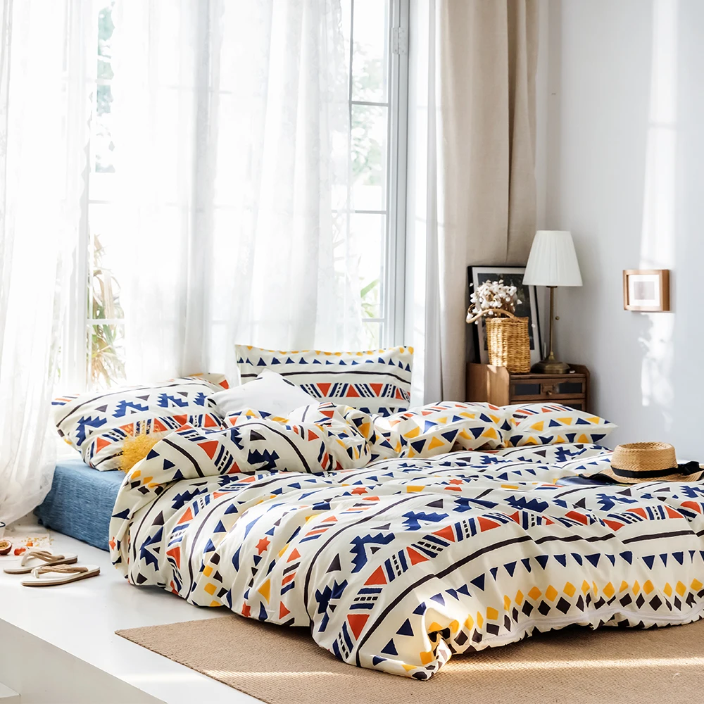 

Bonenjoy 100% Cotton Douvet Cover Set Queen Size For Double Bed Bohemia Style Pillowcase Set For Adults King Size Bedding