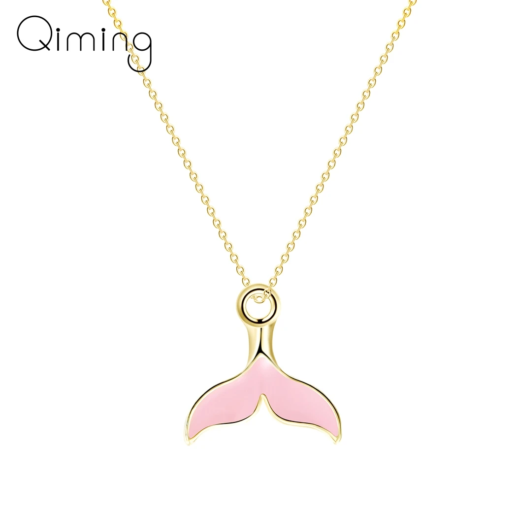 Нежные ожерелья с розовым рыбьим хвостом женские свадебные украшения милая