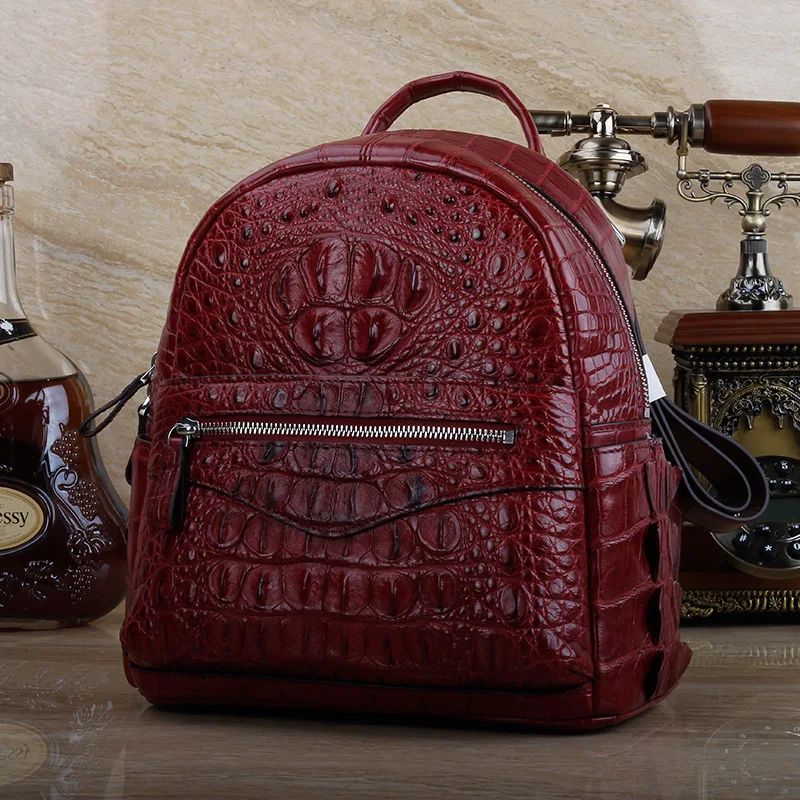 Женский рюкзак из натуральной кожи крокодила на молнии|Женские рюкзаки| |