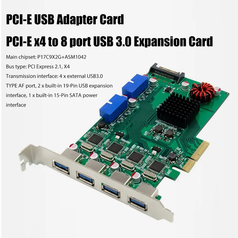 

USB-адаптер PCI-E, PCI-E x4-8 портов, USB 3,0