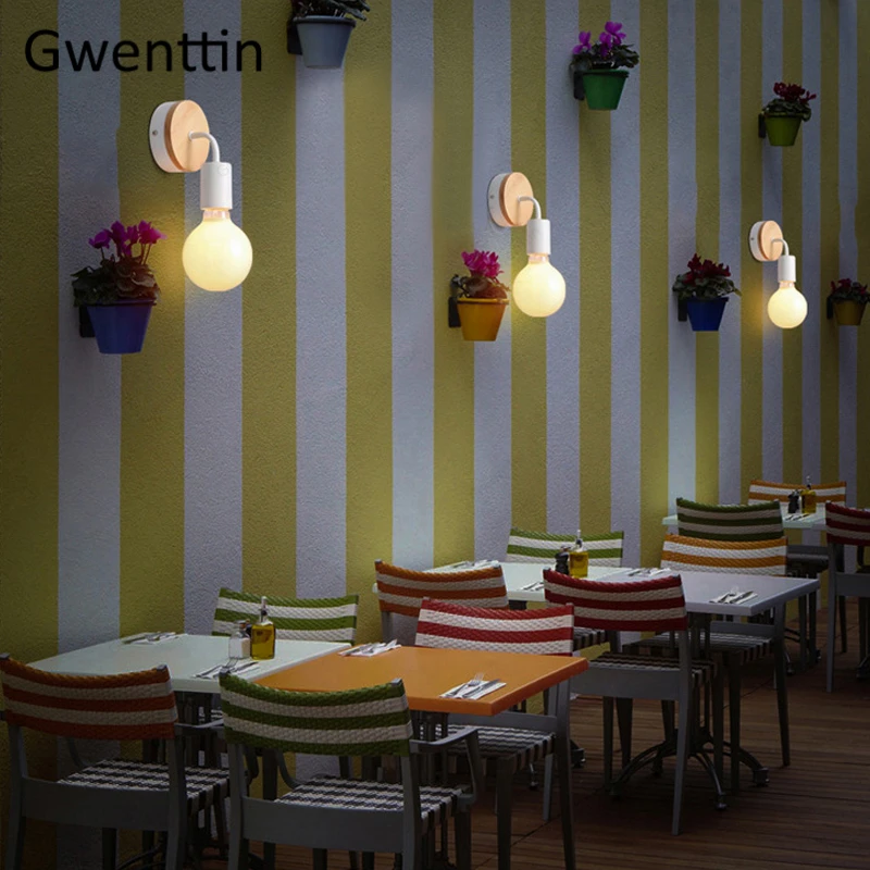 Простой железный настенный светильник скандинавские настенные бра для спальни