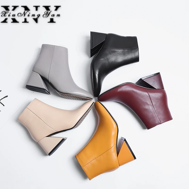 Женские ботильоны с острым носком Xiuningyan классические повседневные ботинки из