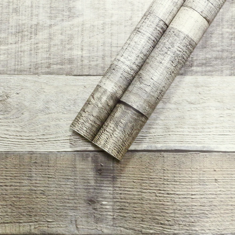 

Gray Wood Wallpaper Peel And Stick Wallpaper Faux 3D Plank Paper Wood Self Adhesive Removable Renovation Furniture Cabinet Decor
