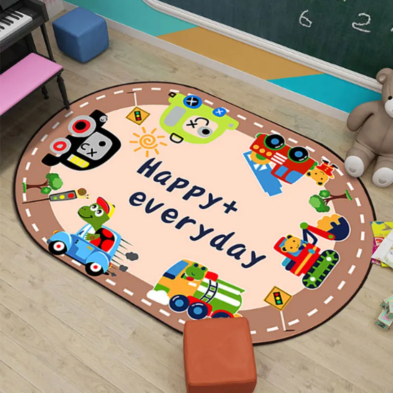 Мультяшный круглый ковер для детской комнаты фланелевый Коврик пола