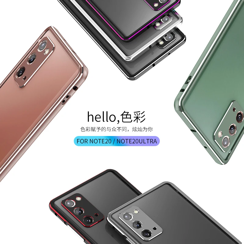 

Luxury Aurora Aluminum Metal Bumper Phone Case For Samsung Galaxy Note 20 Ultra Fall Protection Shockproof Frame Cover