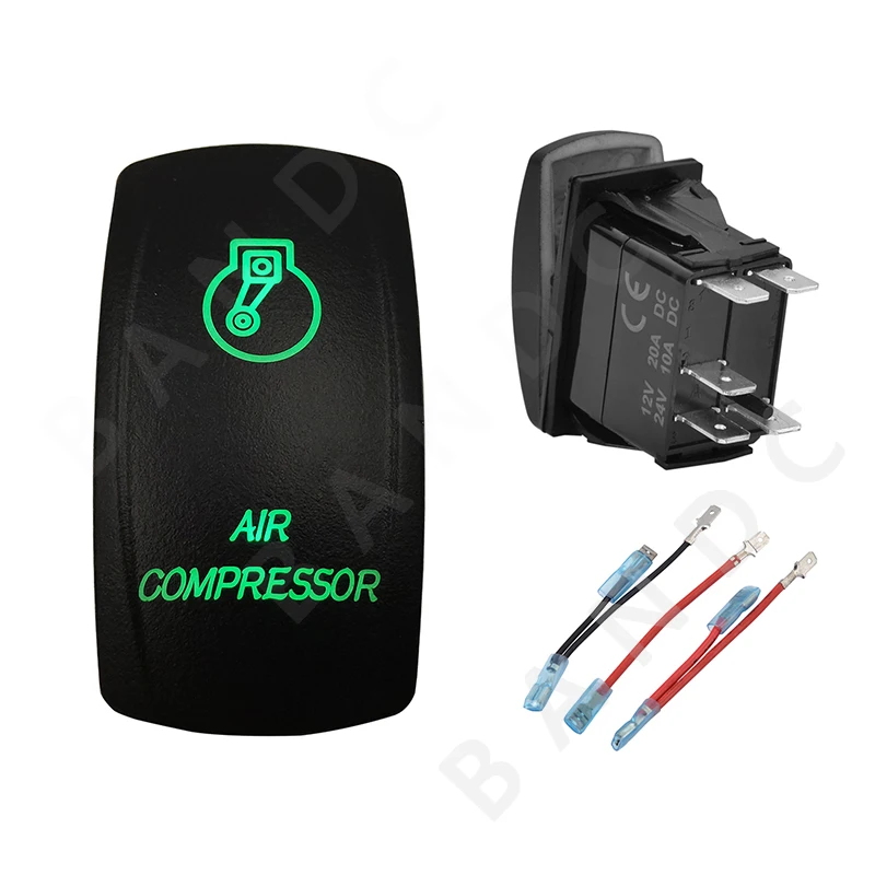 

AIR COMPRESSOR 5P Switch Car Dashboard Button Connector Illuminated Green LED Rocker Switch for the ARB/Carling/NARVA Style