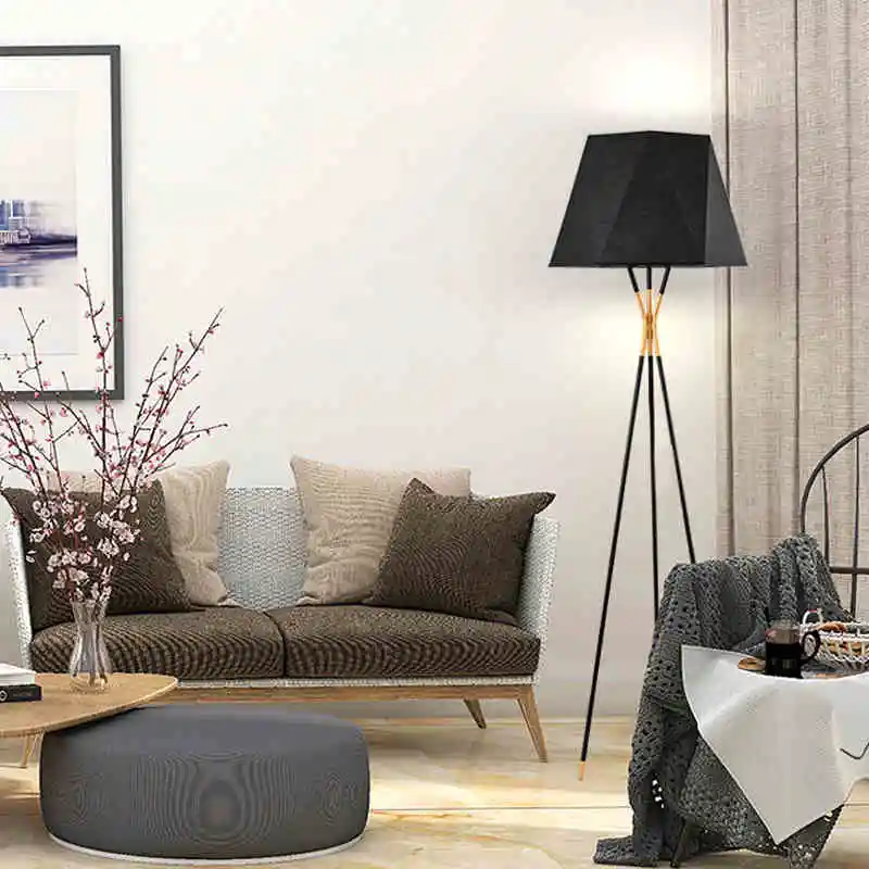 Современный светодиодный напольный светильник Трипод с абажуром для спальни