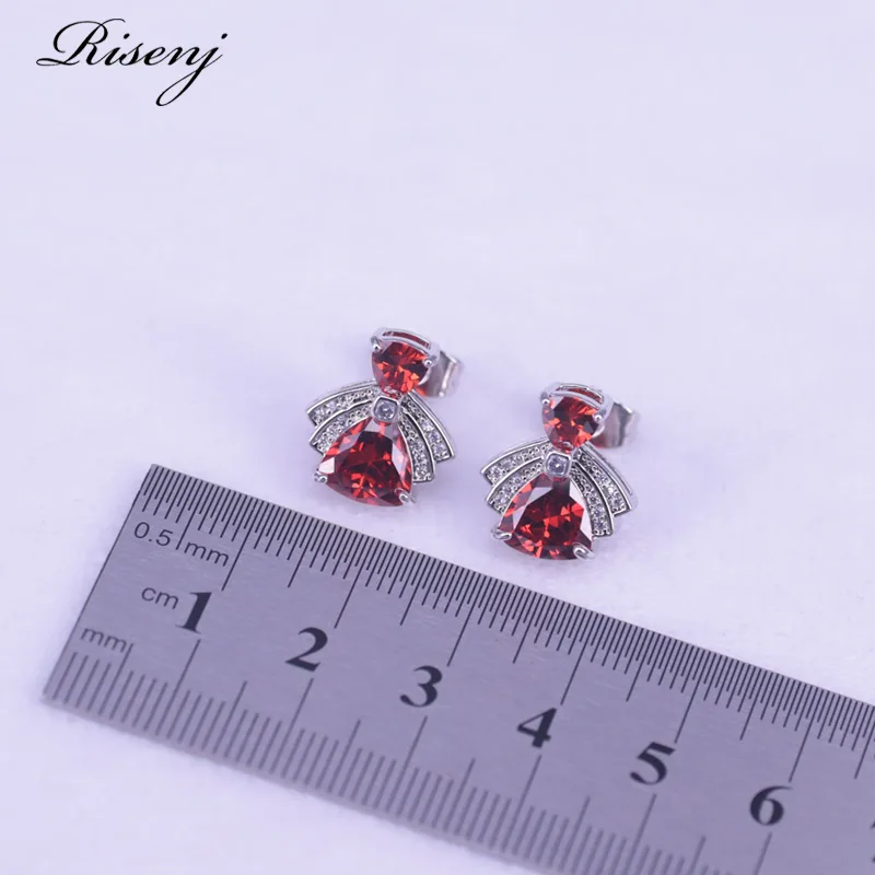 Lucky Color Красный Циркон 925 Стерлинговое серебро набор украшений для женщин