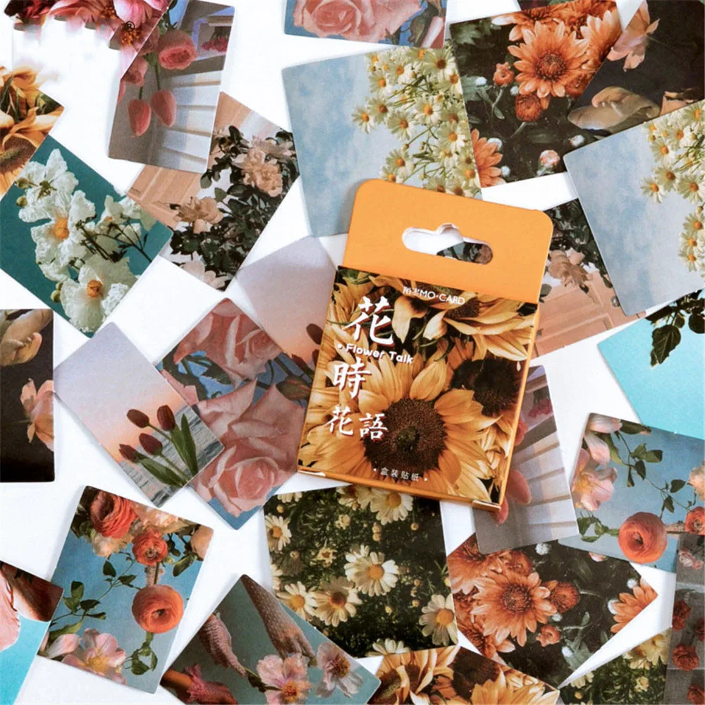 

46pcs/box Flower Series Stickers DIY Hand Account Diary Decoration Stickers Envelope Sealing Label Self-adhesive Stationery