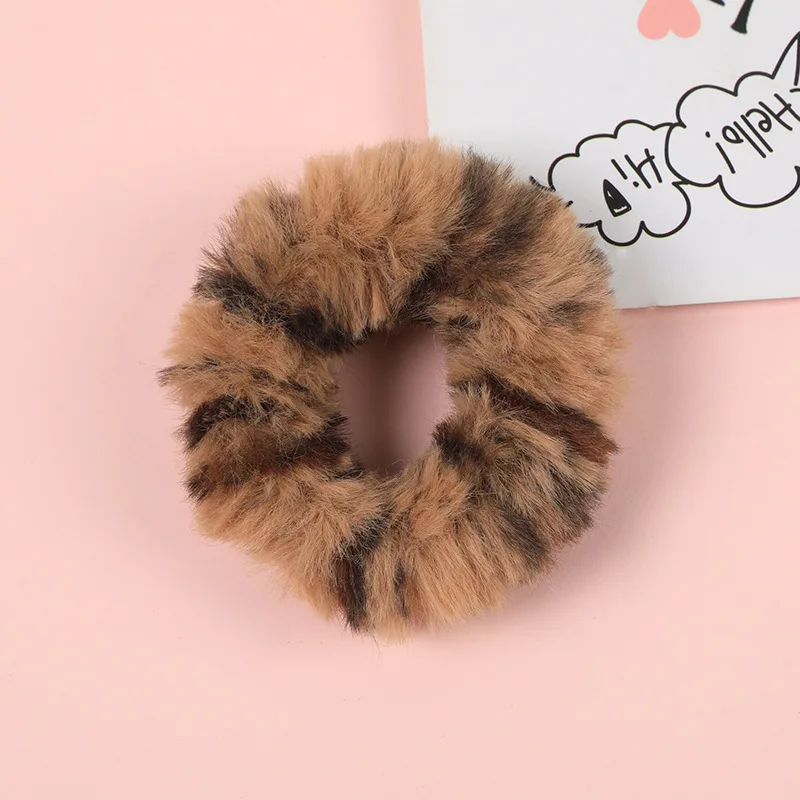 Новинка модные плюшевые резинки для волос с леопардовым принтом женщин и девочек