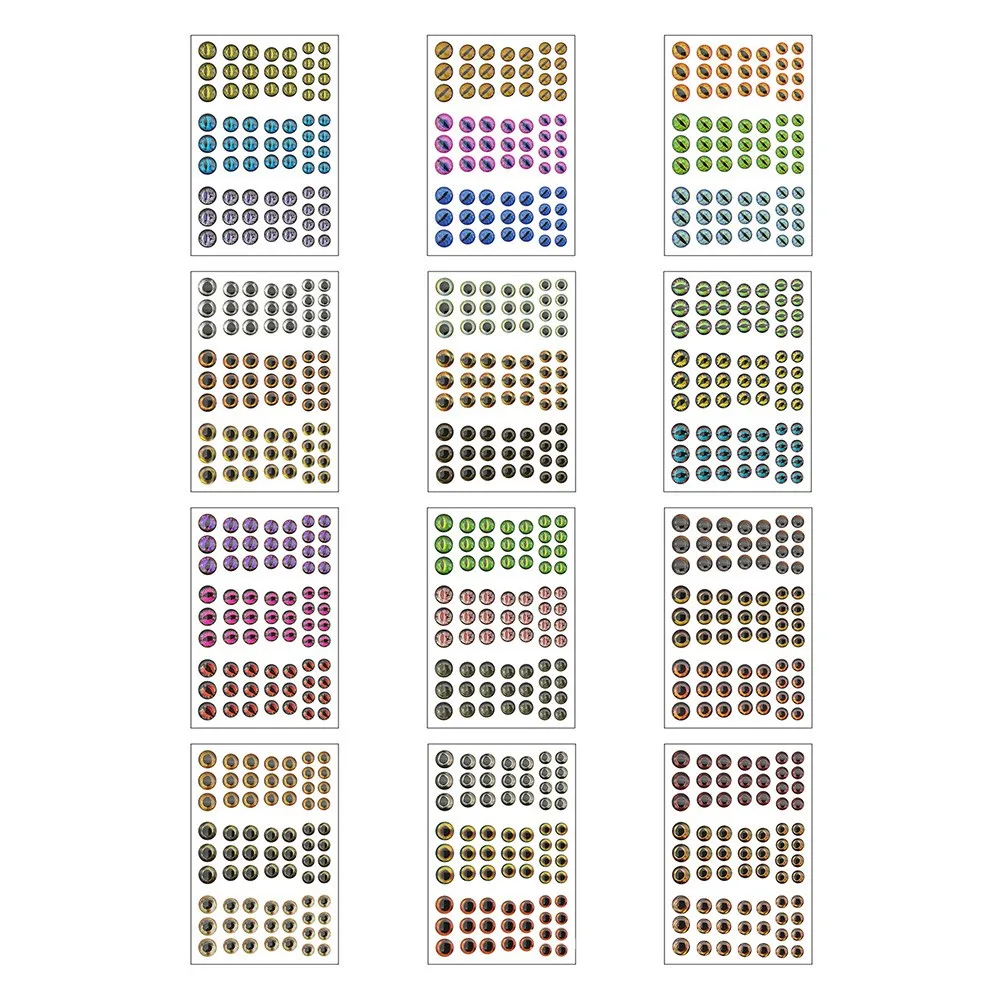 

123D Holographic Lure Eye Set Self Stick Artificial Fish Eyes For Fly Tying Sticker Mixed Color DIY Simulation Bait Laser