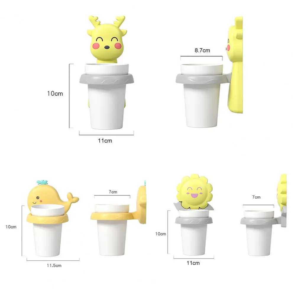 Vaso para cepillo de dientes con forma de dibujos animados, soporte para cepillo de dientes de pl&aacute;stico sin perforaciones, regalo para ni&ntilde;os-5