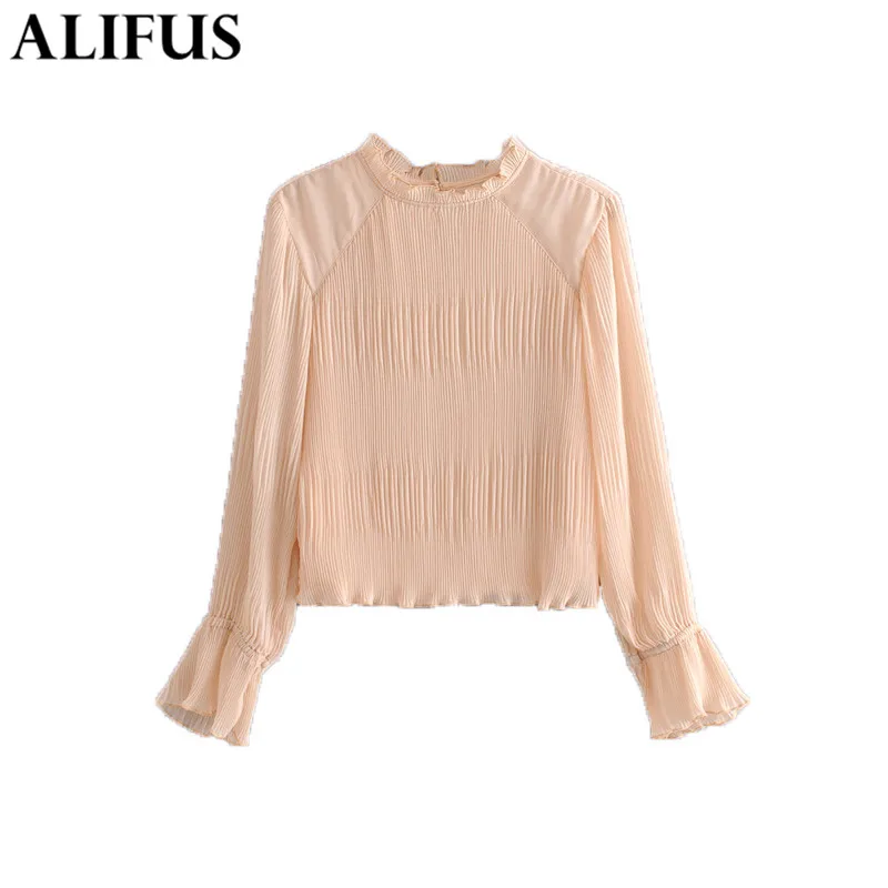 Мода Za для женщин Весна Осень Элегантная сексуальная тонкая рубашка топы