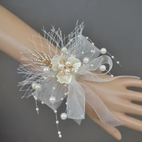 flower bridesmaid wrist flower wedding bride fairy dance pearl simple ins wedding wrist flower performance