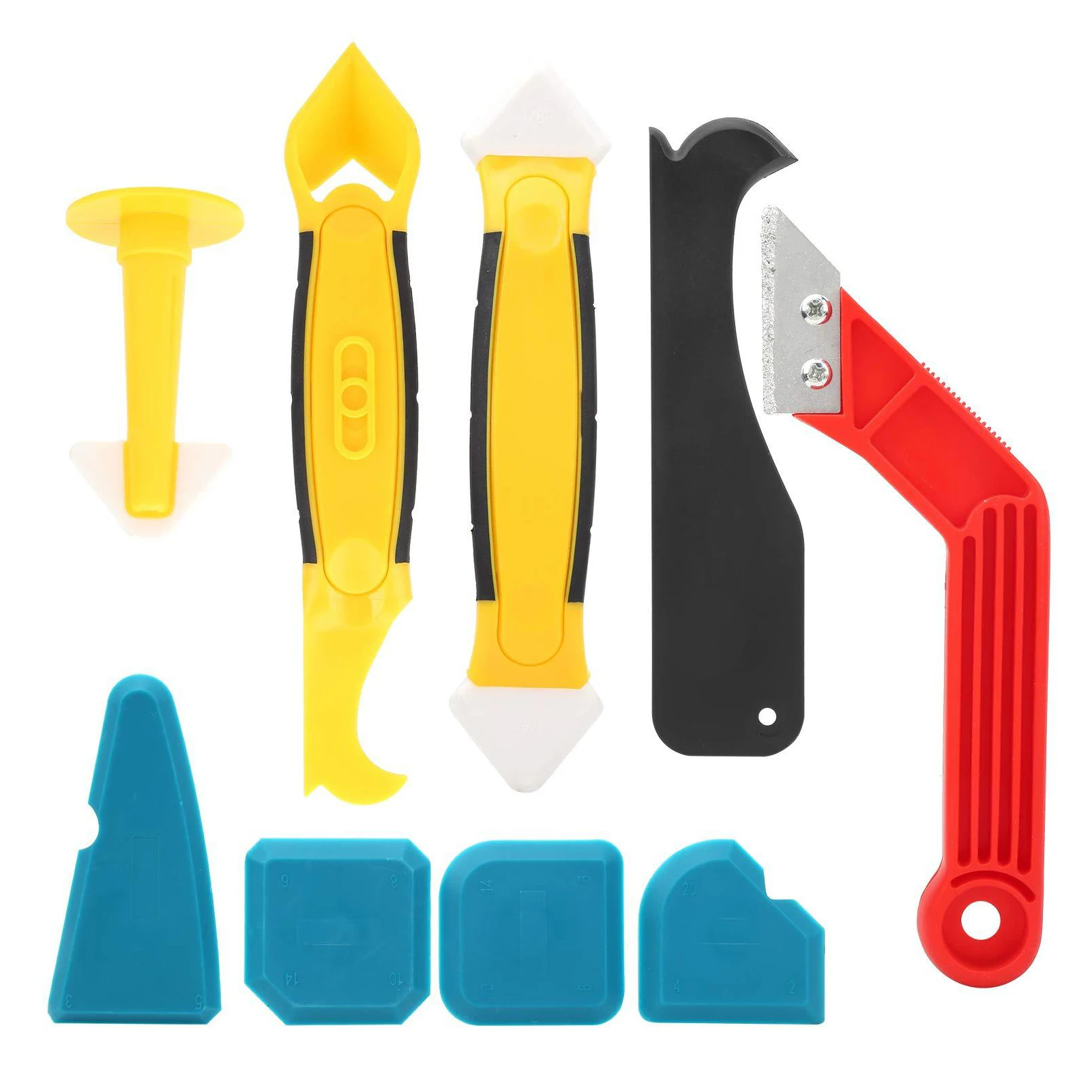 

9pcs Silicone Remover Smoother Floor Bathroom Window Sealant Finishing Joint Grout Scraper Scratch Caulking Tool Kit Kitchen