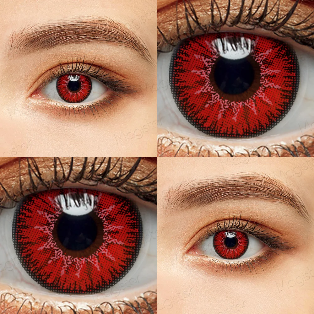 Lentilles de Contact colorées pour les yeux, 1 paire (2 pièces), pour Anime Cosplay, bleu vert, lentilles de Contact multicolores, maquillage de beauté