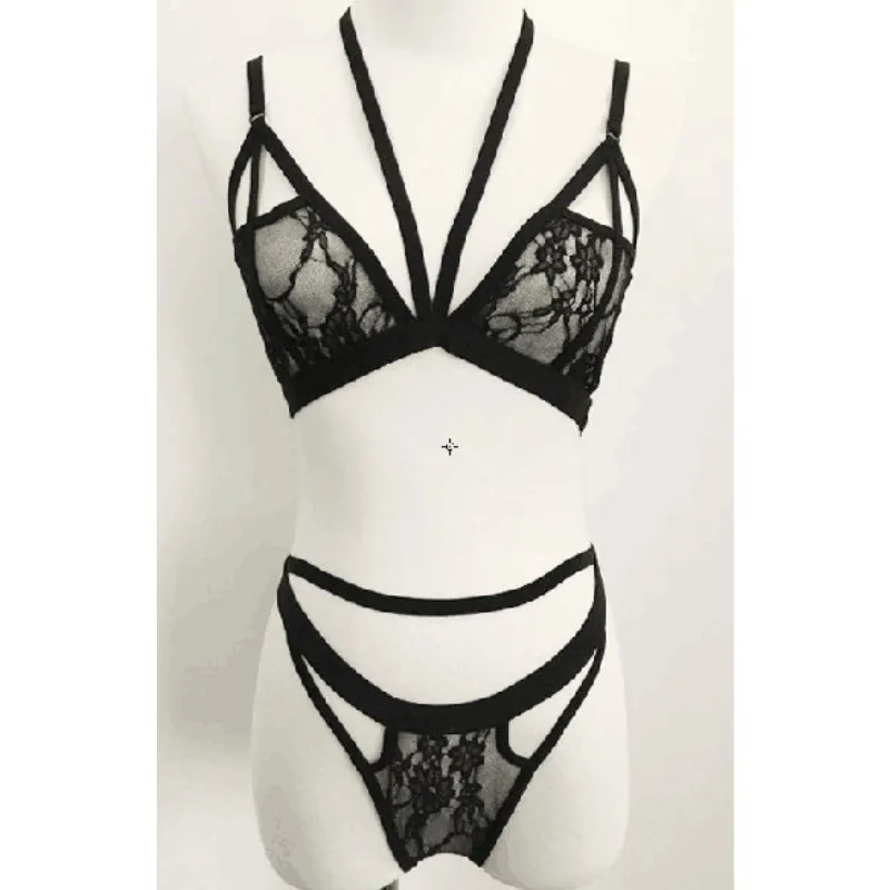 

Sexy women's bikini perspective three-point temptation suit underwear suit Transparent Women Sexy Mesh Bra Set Seethrough Bra
