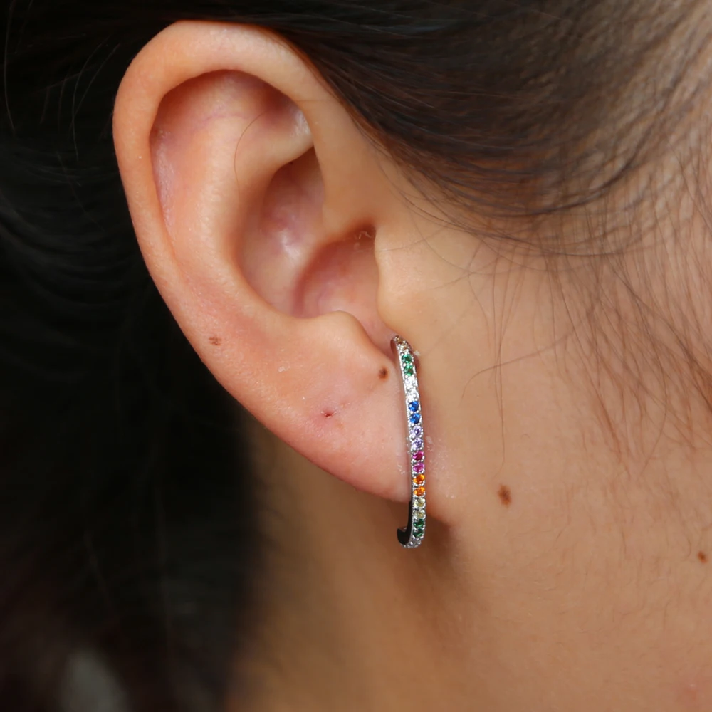 Высокое качество 925 пробы серебро Радуга cz Серьги Элегантность нежный