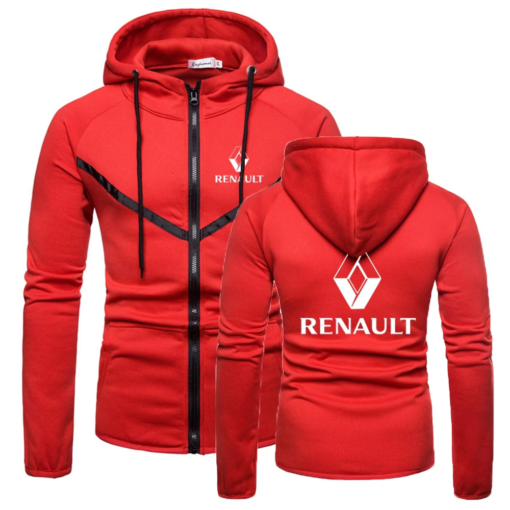 

2021 RENAULT New Brand Wild Zipper Hoodies Men Fitness Sweatshirts Solid Color England Style Muscle Sportswear