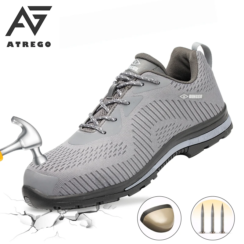 

Atrego Women Men Breathable Work Boots Steel Toe Anti Smash Puncture Proof Lightweight Bulletproof Safety Shoes Outdoor