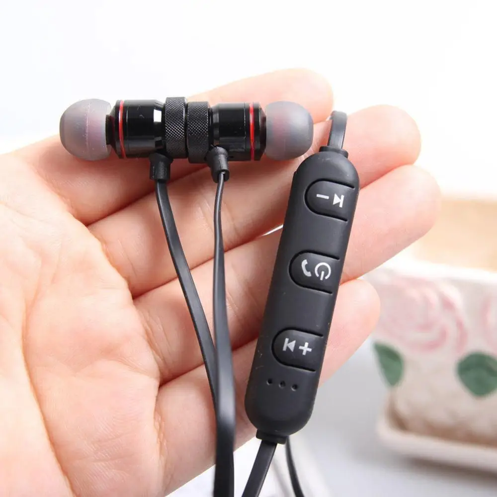 Беспроводные bluetooth наушники Металлические Магнитные стерео спортивные басы с