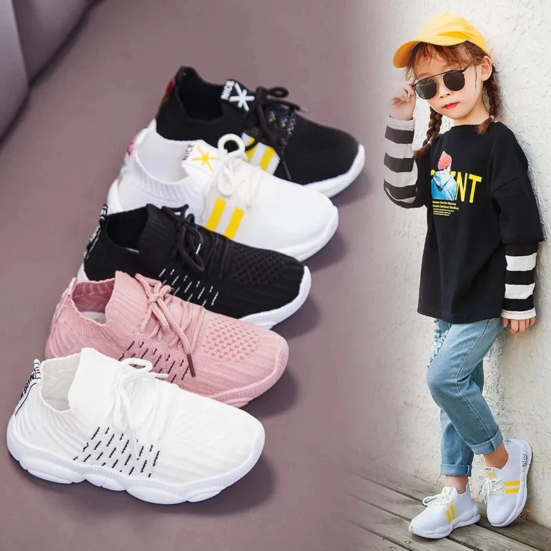 

2021 Children's Casual Shoes Girls Spring And Autumn Mesh Breathable Comfortable Small White Shoes