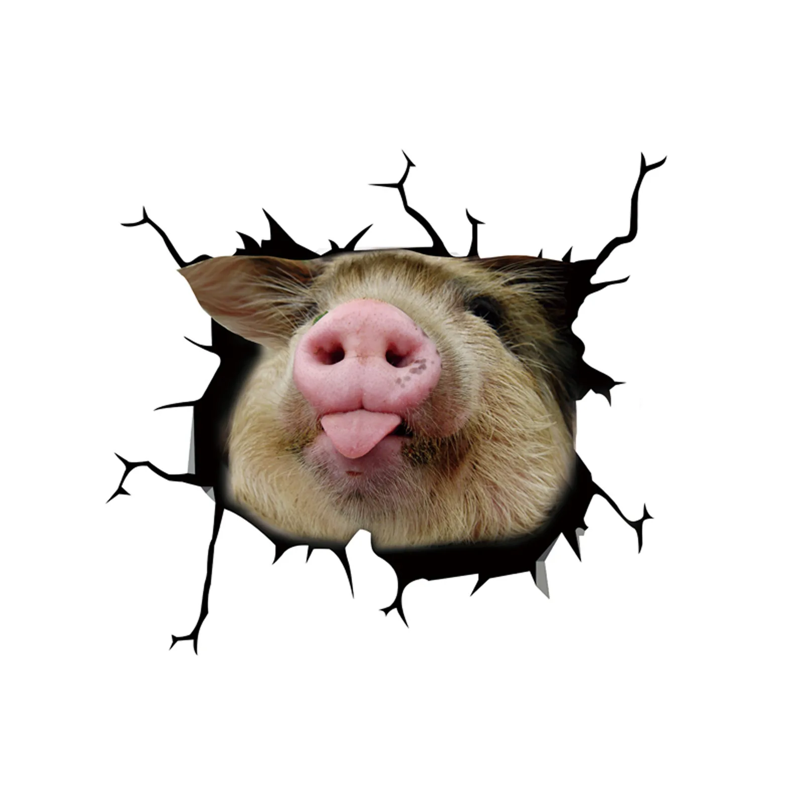 Фото Автомобильная наклейка в виде свиньи и трещин забавные украшения для щенков на