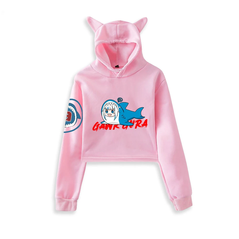 

Gawr Gura - Women Cat Ears Hoodies Popular Kawaii Pullovers Spring Fall Clothes Pink Anime Fashion Girls hoodies women aesthetic