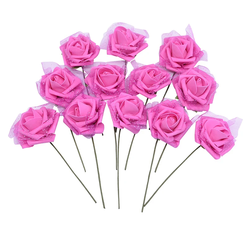 Дешевые букеты роз 7 см из пены персиковые белые Искусственные розы для украшения