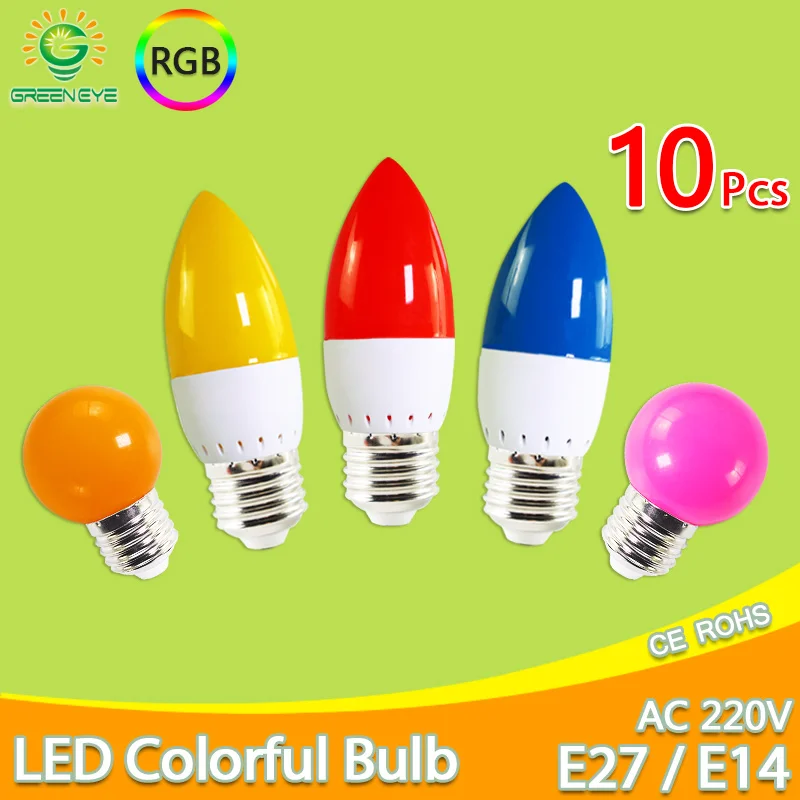 

10pcs Led Bulb E14 E27 3W G45 C35 RGB LED Lamp Colorful Led candle Light SMD 2835 AC 220V 240V Flashlight Globe Bulbs Home Decor