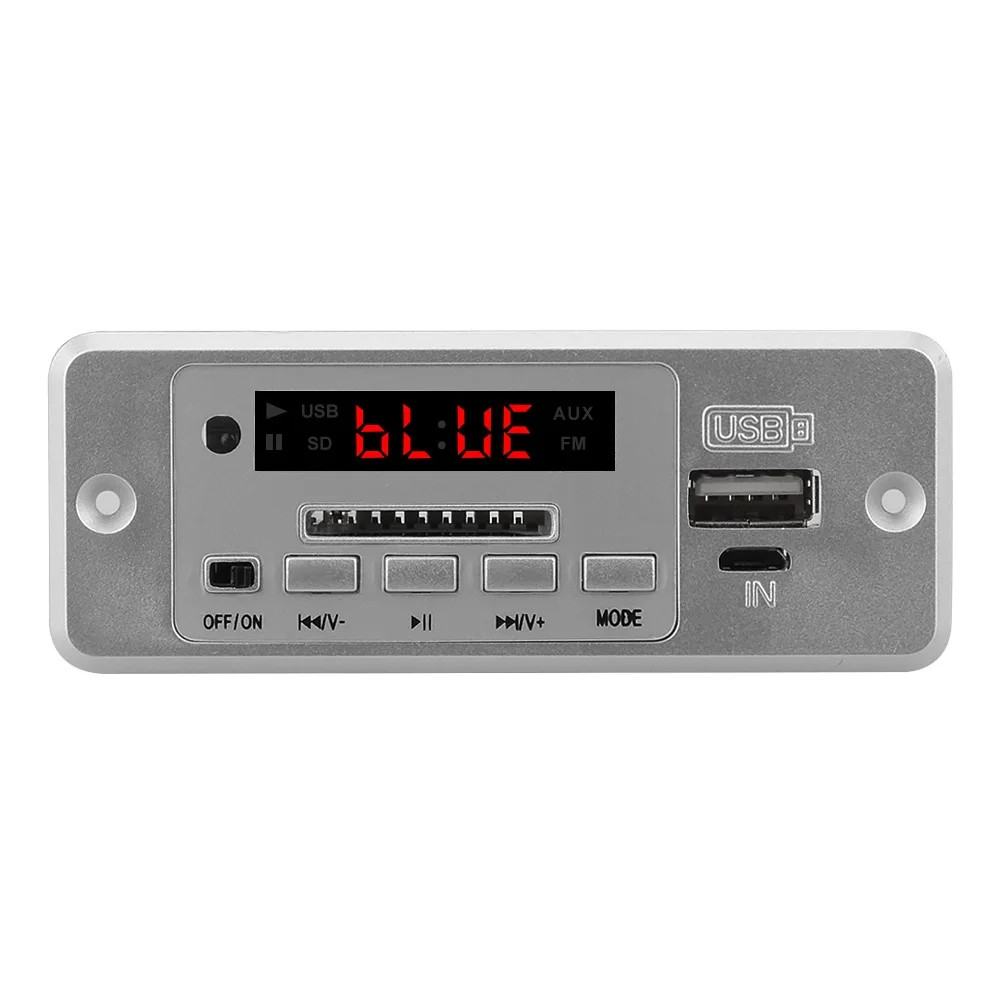 Silver AIYIMA Bluetooth 5,0 без потерь аудио декодер MP3 музыкальный плеер APE AUX USB FM DIY усилитель звука с переключателем MICRO вход 9-12 В - Цвет: Silver