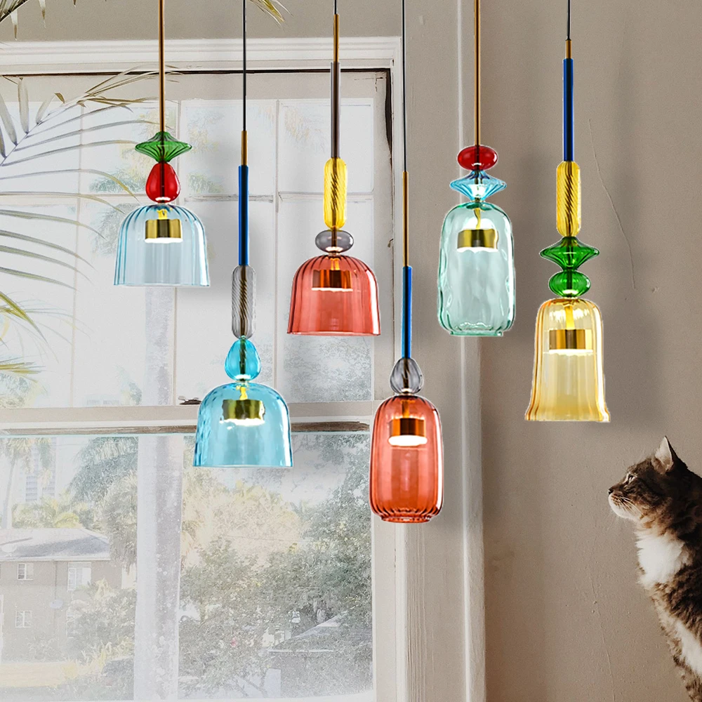 

Modern Indoor Colorful LED Pendant Lights Restauran Decor Lighting for Living Room Hanging Lamp Kitchen Home Light Fixtures