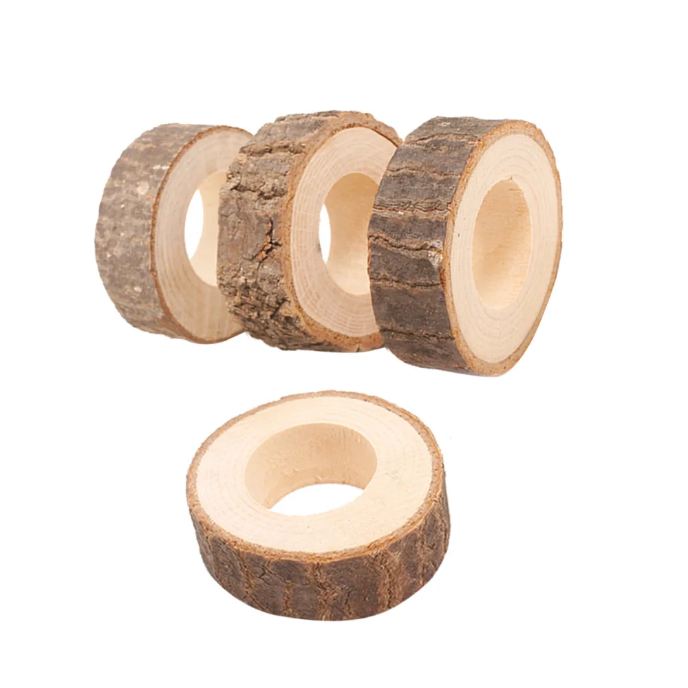 

4pcs Creative Wooden Napkin Rings Decorative Napkin Holders Serviette Buckles for Wedding Banquet Dinner Party