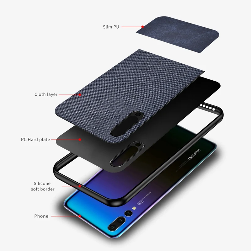 leather cloth texture silicone soft frame back cover case for huawei p30 pro case for huawei p30 lite capa ultra slim shockproof free global shipping