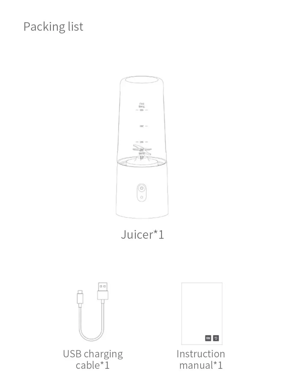 350ml Xiaomi Mijia Portable juicer Wireless 4-leaf food grade steel cutter head High-speed motor power Xiomi mi Quickly juicer