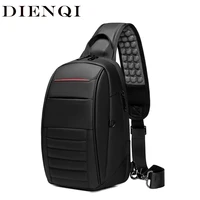 dienqi black anti theft one shoulder backpack for men pvc waterproof mens bag travel usb briefcase personal pocket bags worek